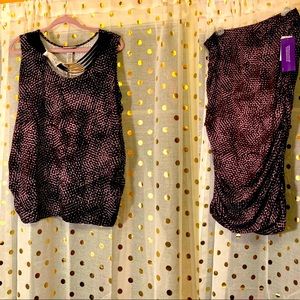 NWT Purple skirt and top set w/ ruching